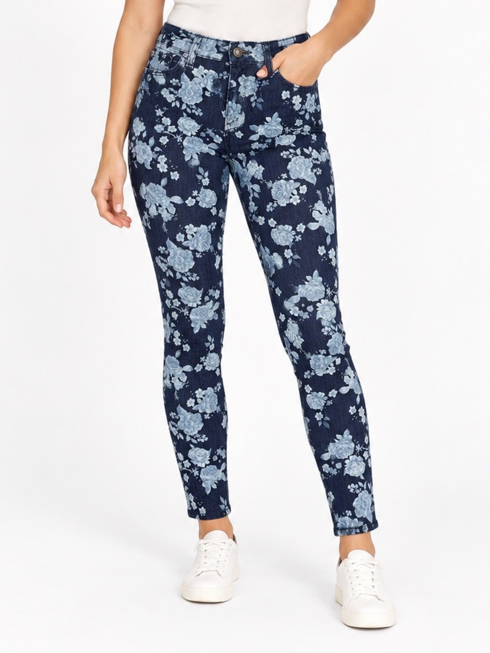American Eagle Jeans Size 10 Blue Floral Stretch Jegging Skinny Regular